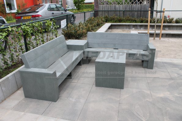 Loungeset grijs met hocker