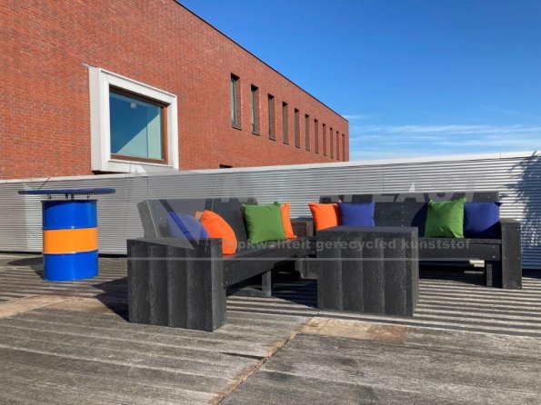 Loungeset Zwart met hocker